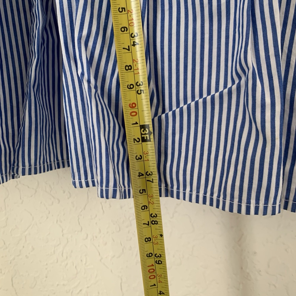 J CREW Leda Dress S Blue Stripe Embroidered Ruffle Hem‎ Boho Cottagecore Peasant - Picture 9 of 15